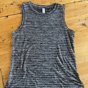Athleta Breezy Stripe Tank - black & white stripe XS